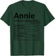 ANNIE Nutrition Personalized Name Funny Christmas Gift T-Shirt - T-Shirt | Forest