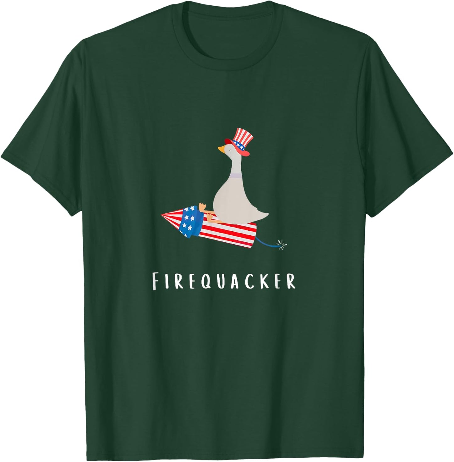 Funny Goose Fourth Of July Firequacker Independence Day T-Shirt - T-Shirt | Forest