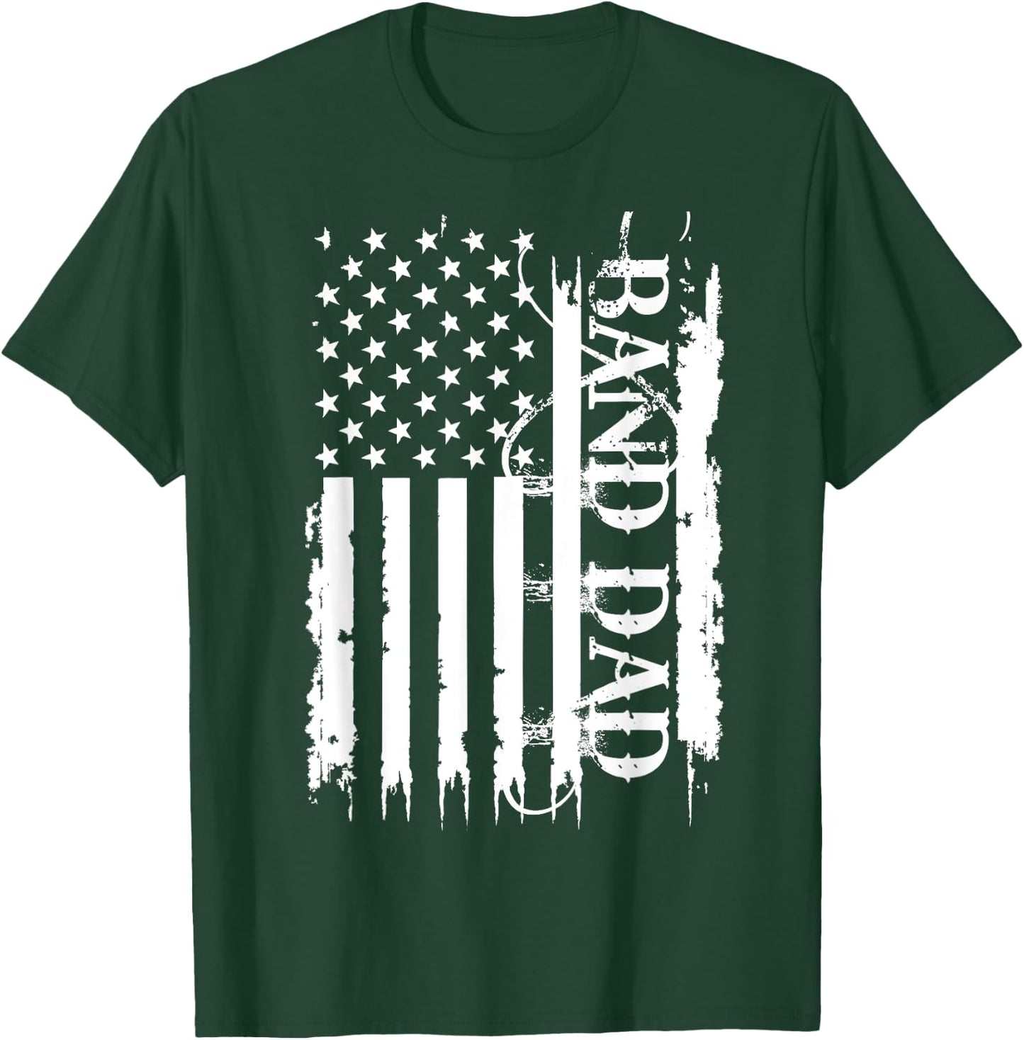 Band Dad United States Distressed w US Flag T-Shirt - T-Shirt | Forest