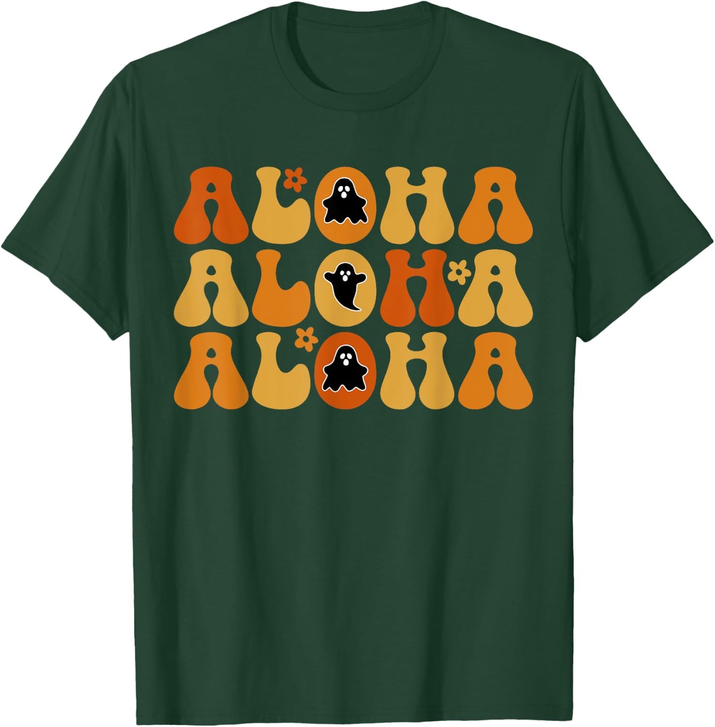 Cute Aloha Boo Ghost Halloween Tropical Spooky Hawai Trip T-Shirt - T-Shirt | Forest