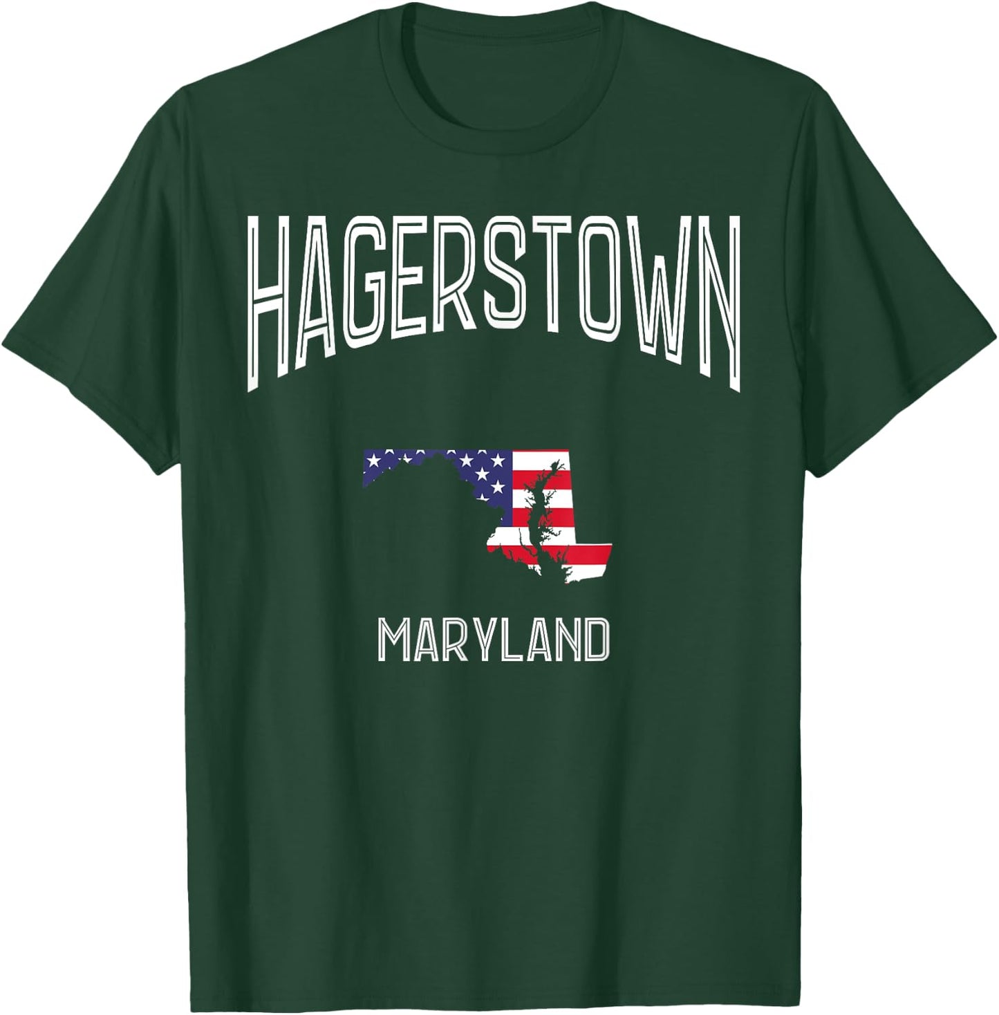 Hagerstown Maryland MD Throwback Vintage USA Flag T-Shirt - T-Shirt | Forest