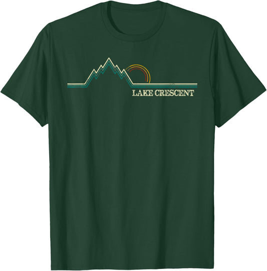 Retro Lake Crescent Olympic National Park Washington T-Shirt - T-Shirt | Forest