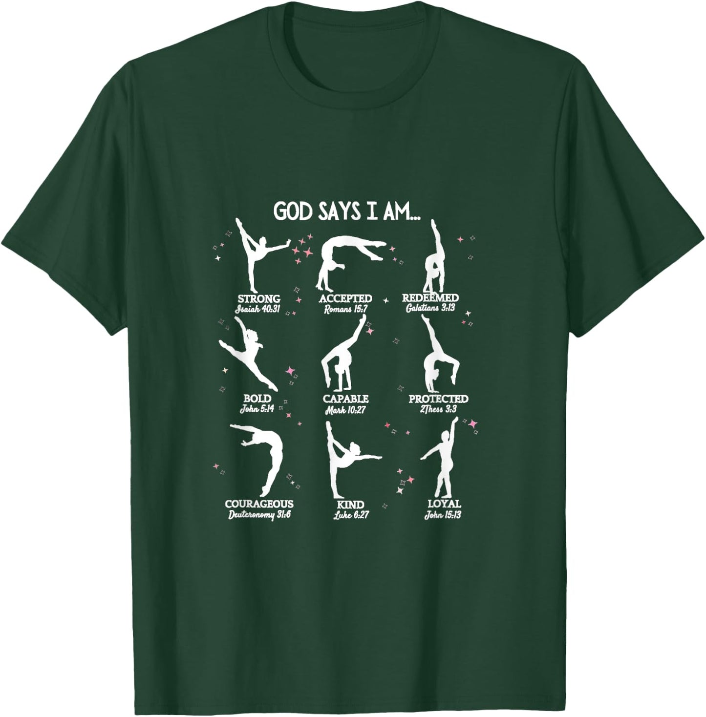 Gymnastics God Says I Am Bible Verse Gymnast Christian Jesus T-Shirt - T-Shirt | Forest