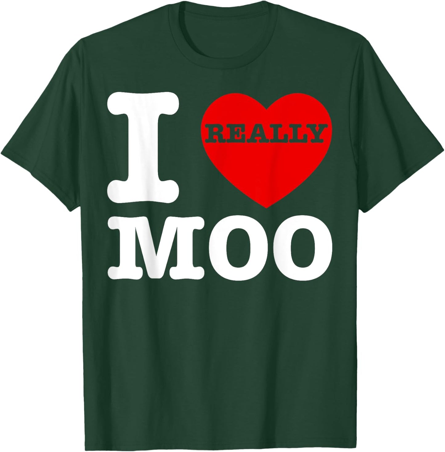 Funny I Love Moo Heart Cows Farmer Day Lover Men Women Kids T-Shirt - T-Shirt | Forest