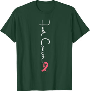 F Cancer Pink Ribbon Survivor Breast Cancer Awareness Women T-Shirt - T-Shirt | Forest