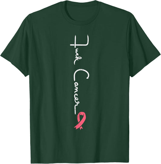 F Cancer Pink Ribbon Survivor Breast Cancer Awareness Women T-Shirt - T-Shirt | Forest