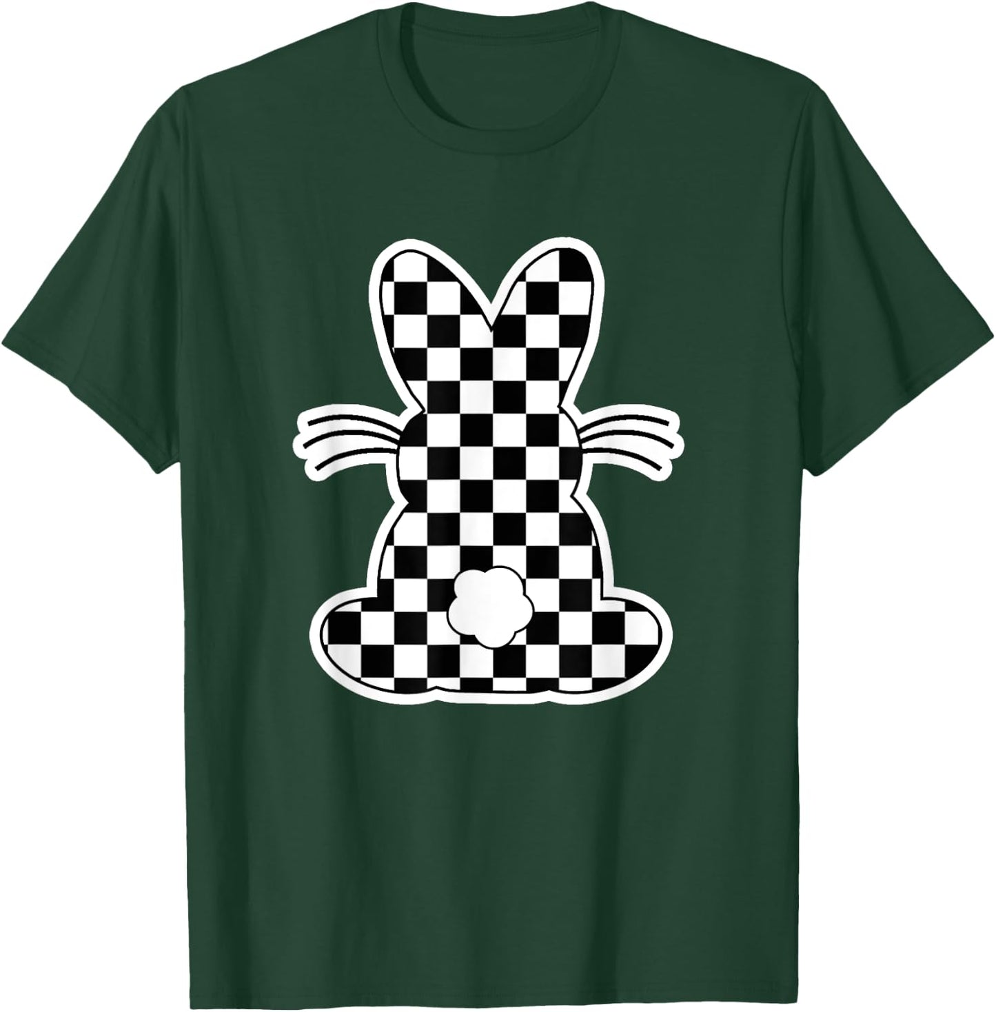 Checkerboard Easter Bunny Tween Boys Girls Teens Retro T-Shirt - T-Shirt | Forest