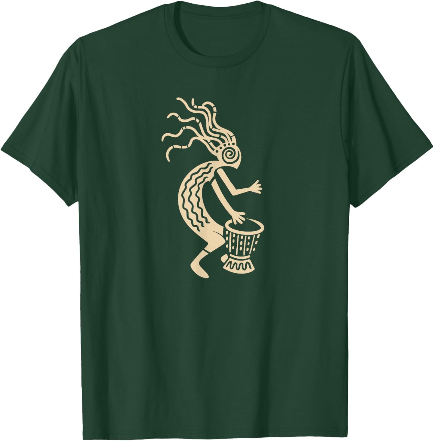 Kokopelli with Drum God Symbol of Joy and Fertility T-Shirt - T-Shirt | Forest