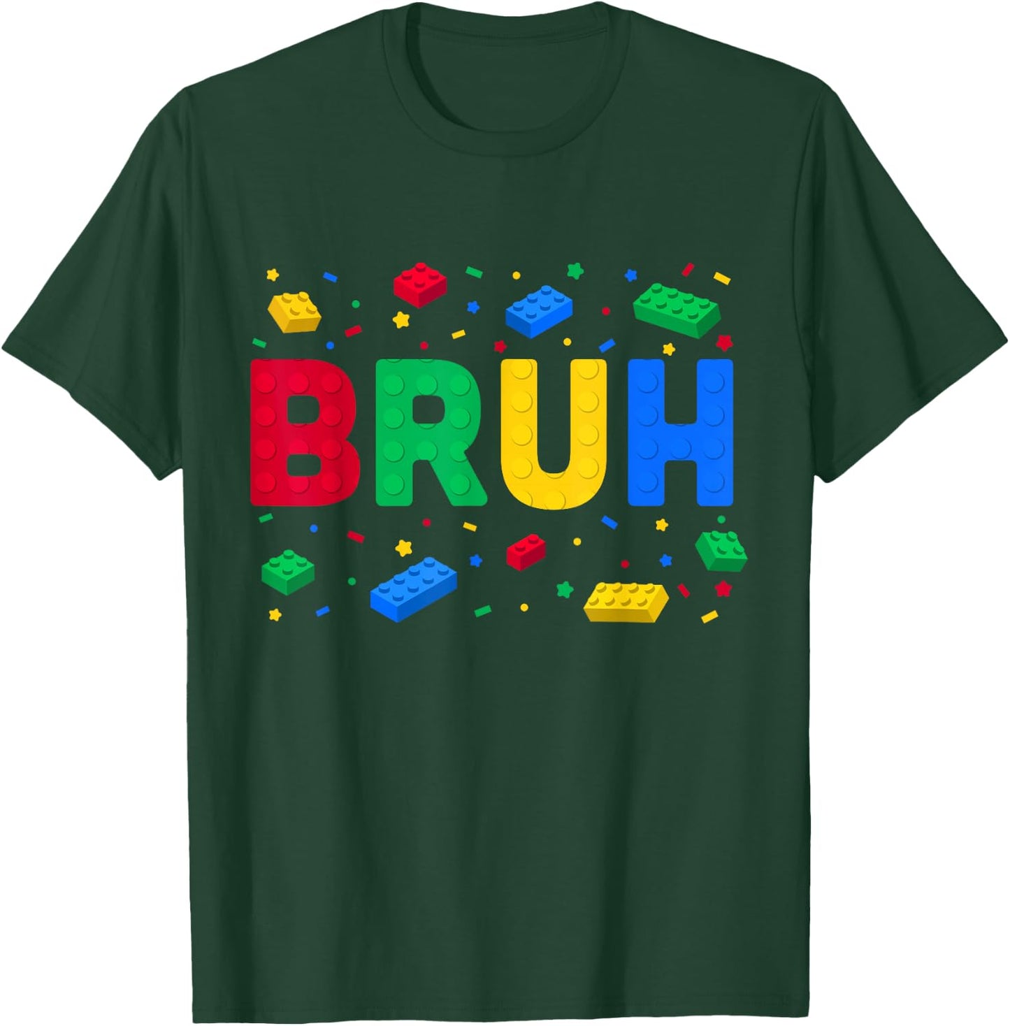 Funny Bruh Brick Builder Boys Kids Toddler Building Block T-Shirt - T-Shirt | Forest