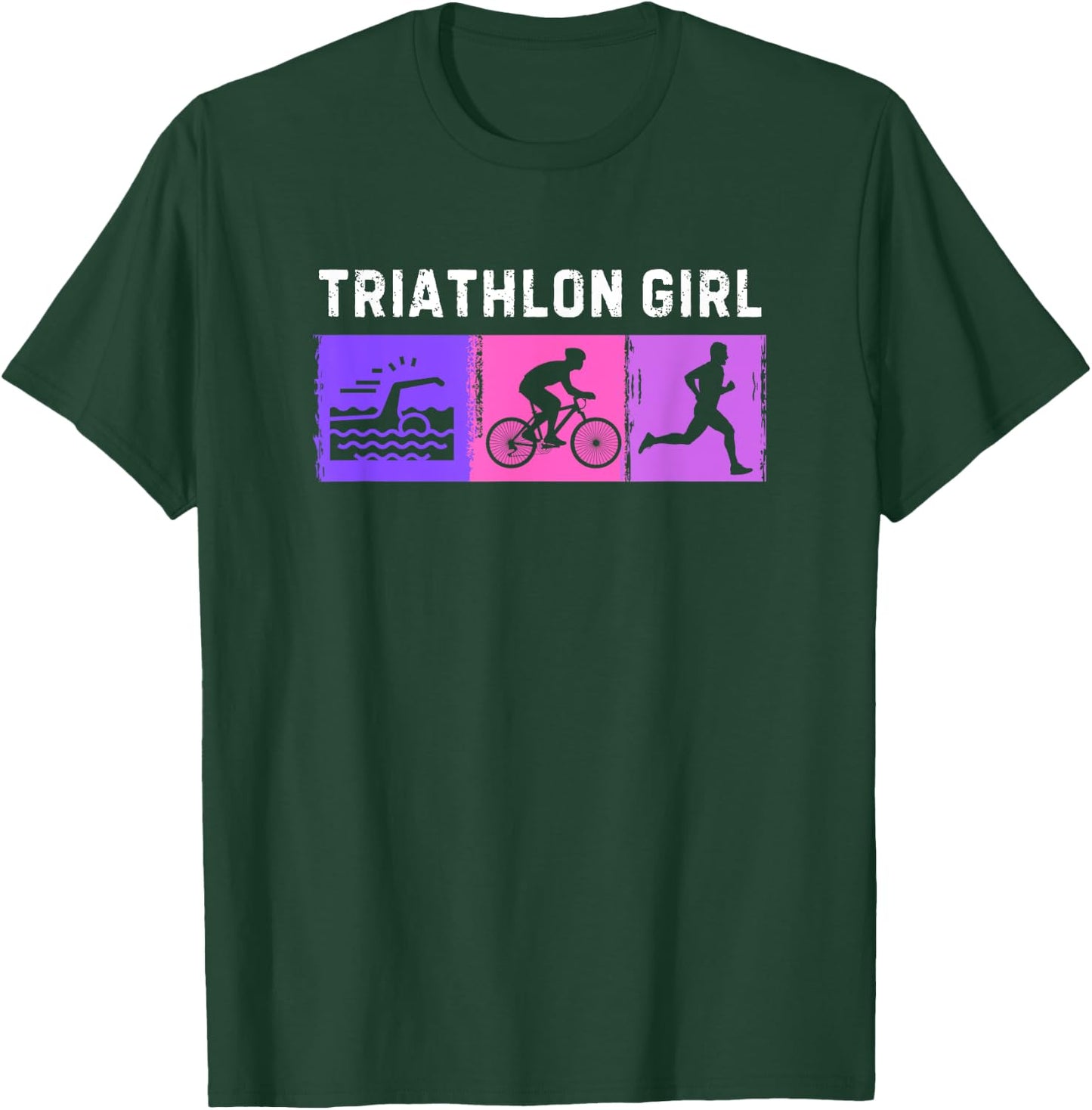 Triathlon Art For Girls Kids Triathlete Sport Triathlon T-Shirt - T-Shirt | Forest