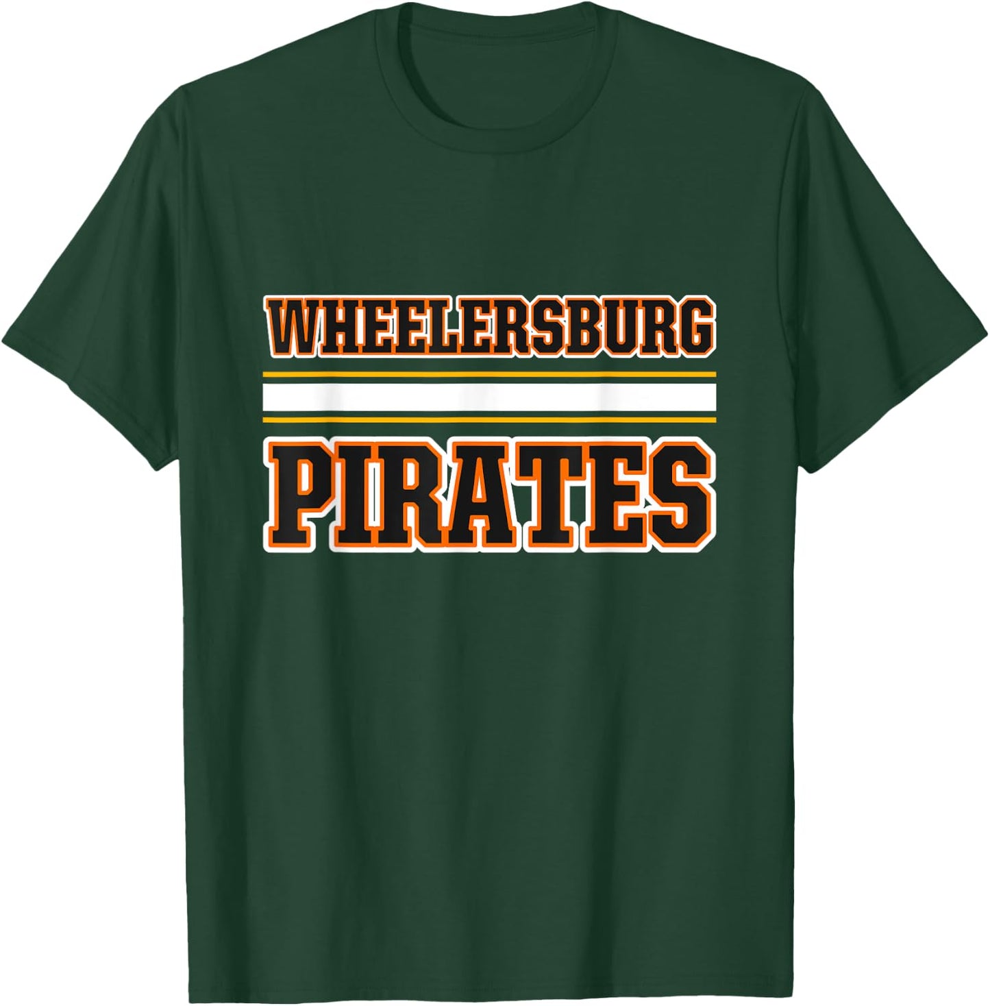 Wheelersburg Pirates Horizontal Stripes T-Shirt - T-Shirt | Forest