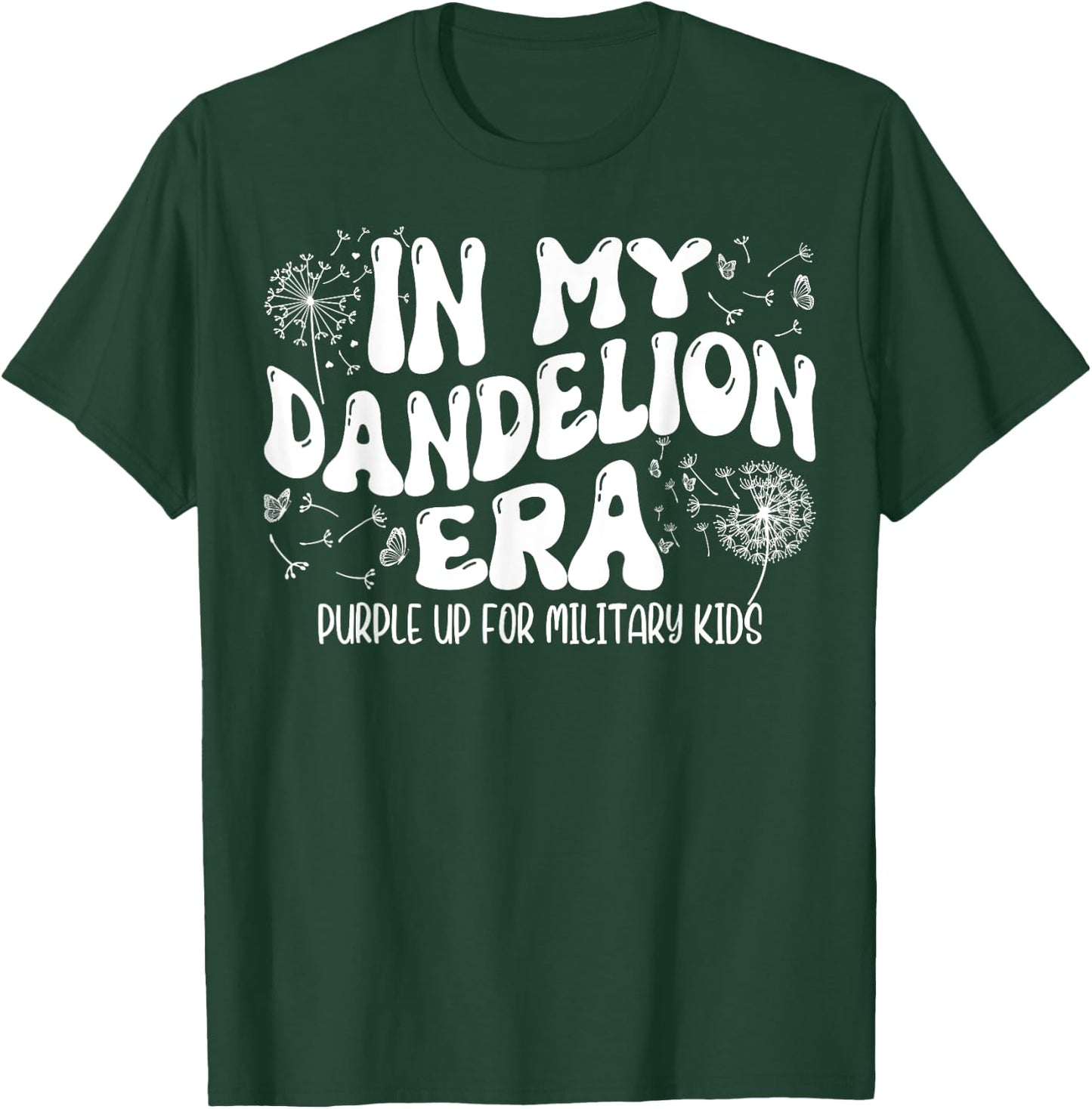 Groovy In My Dandelion Era Purple Up For Military Kids Month T-Shirt - T-Shirt | Forest