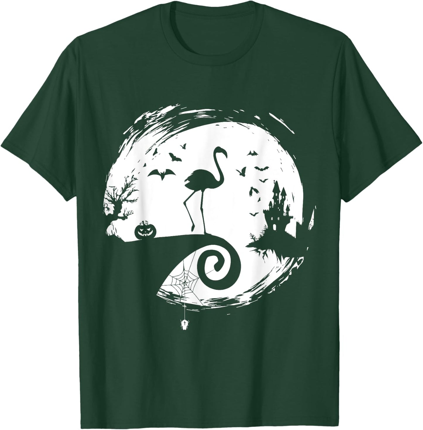 Flamingo Halloween Costume Moon Silhouette T-Shirt - T-Shirt | Forest
