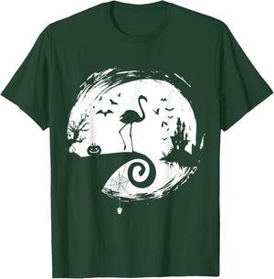 Flamingo Halloween Costume Moon Silhouette T-Shirt - T-Shirt | Forest