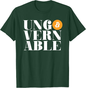Ungovernable Bitcoin (Text Only Typography Print) T-Shirt - T-Shirt | Forest
