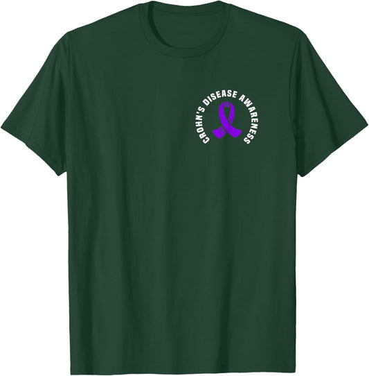 Crohn's Disease Awareness Pocket Outfit Purple Ribbon T-Shirt - T-Shirt | Forest