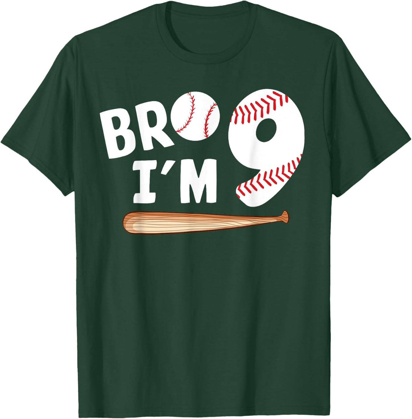 9th Birthday Shirt Boy Bro I'm 9 Year Old Baseball Theme T-Shirt - T-Shirt | Forest