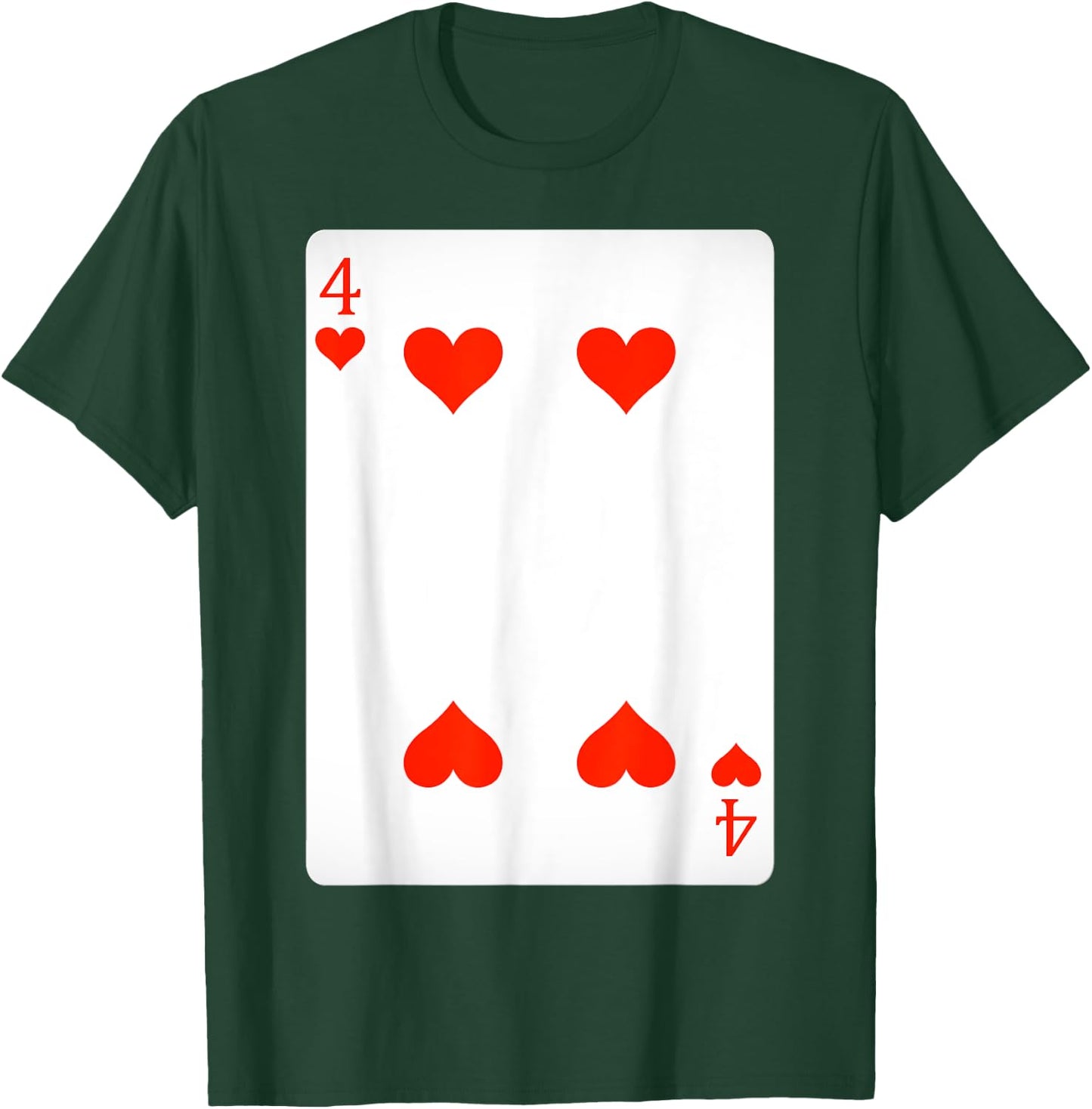 4 Four Of Hearts Playing Cards Shirt Easy Halloween Costume T-Shirt - T-Shirt | Forest