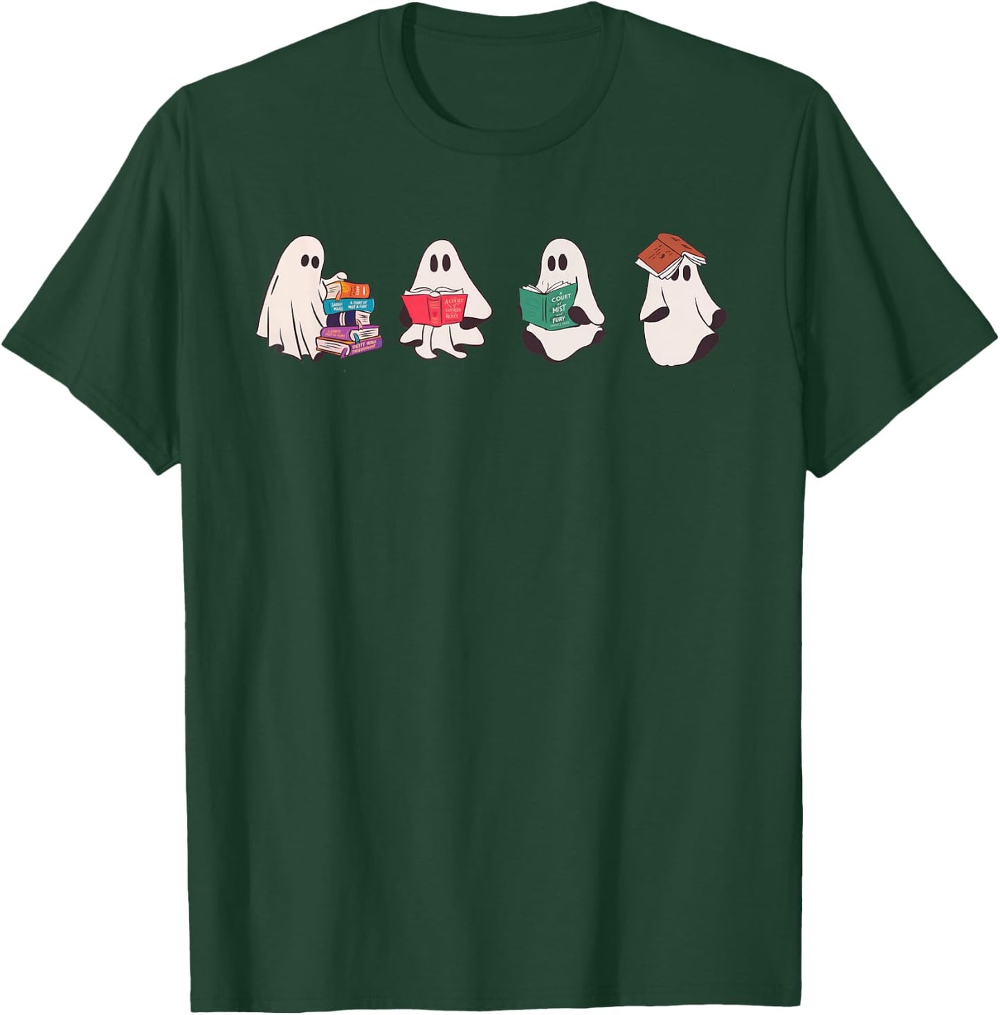 Ghost Bookish SJM Book Reader Halloween Boo Cute Retro T-Shirt - T-Shirt | Forest
