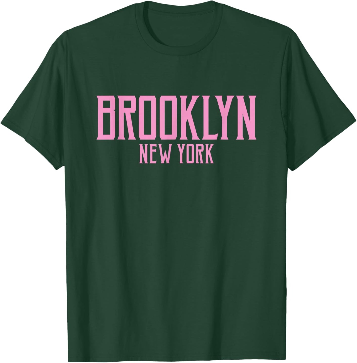 Brooklyn New York Text Pink Print T-Shirt - T-Shirt | Forest