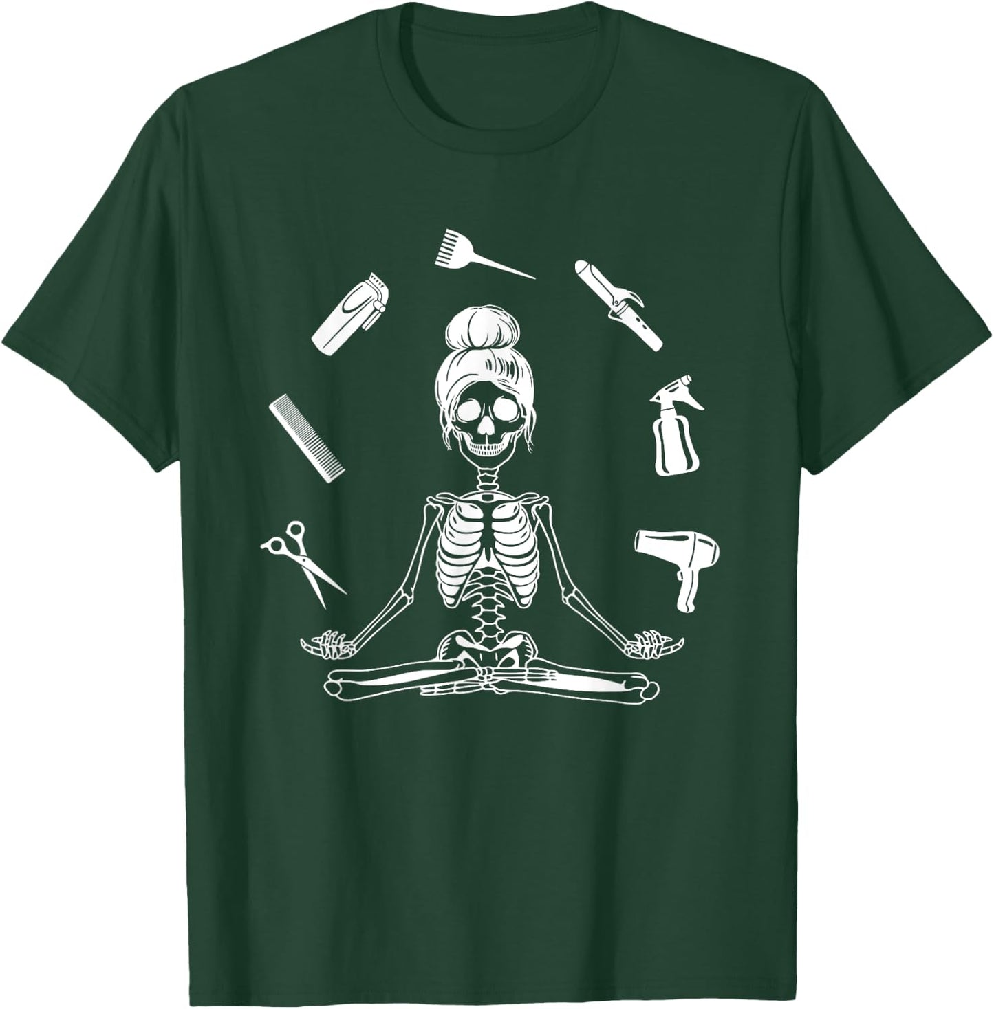 Hair Stylist Skeleton Hairdresser Hairstylist T-Shirt - T-Shirt | Forest