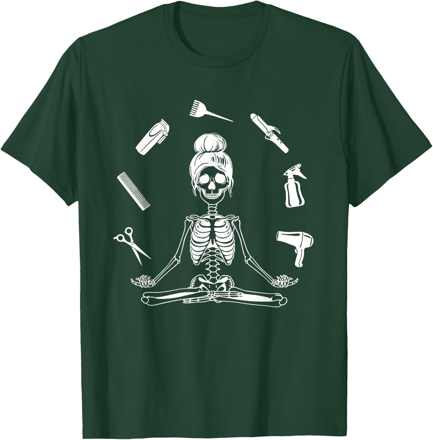 Hair Stylist Skeleton Hairdresser Hairstylist T-Shirt - T-Shirt | Forest