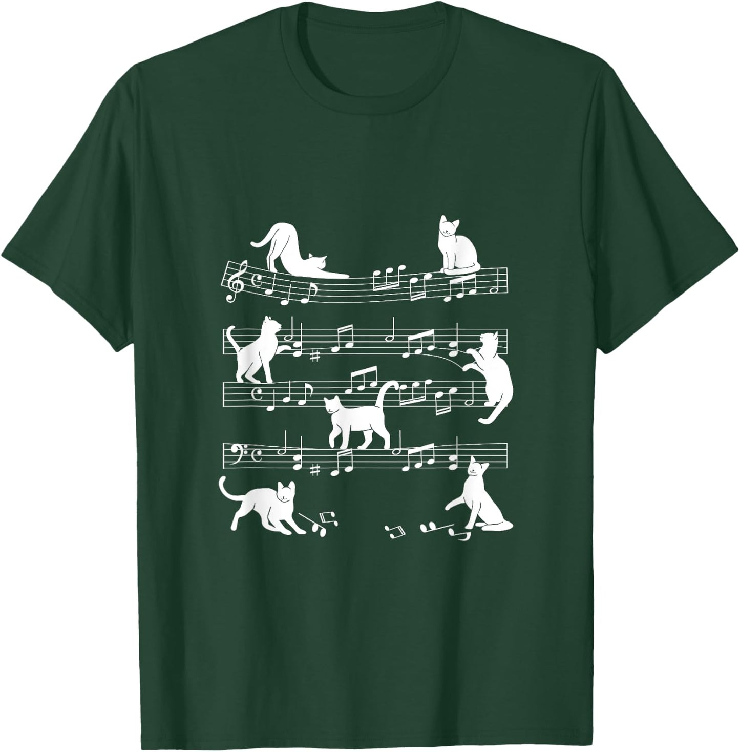 Music Staff Cats T-Shirt - T-Shirt | Forest