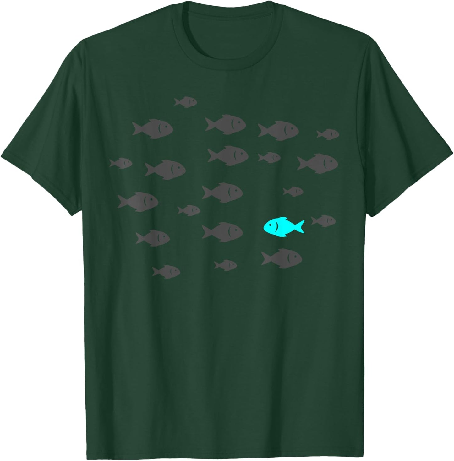 Fish Swim Against The Current In The Sea - Think Differently T-Shirt - T-Shirt | Forest