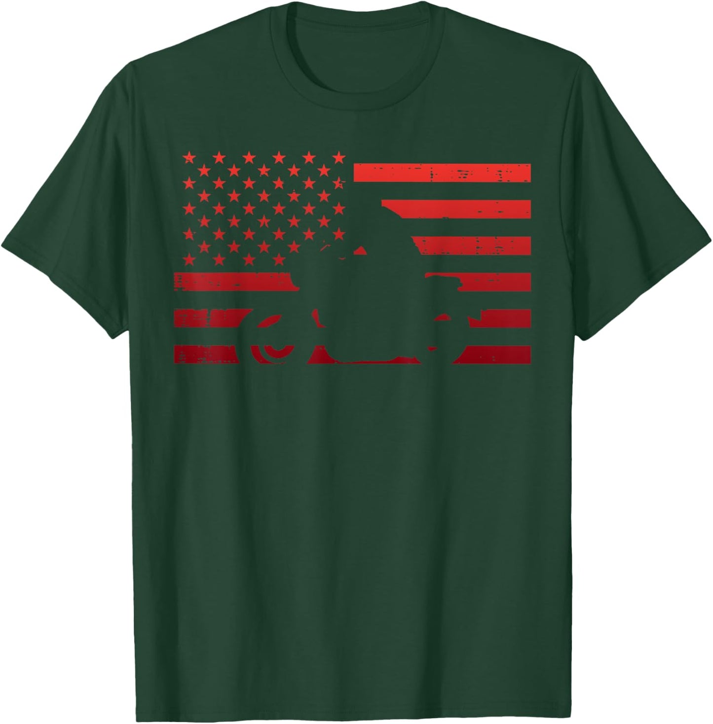 Biker Red US Flag Motorcycle Vintage Patriot Men Women Kids T-Shirt - T-Shirt | Forest
