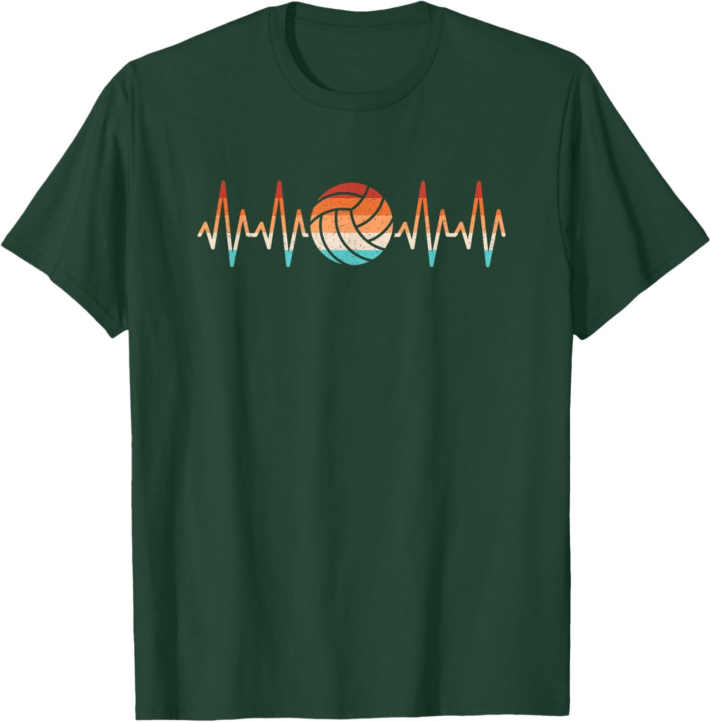 Vintage Volleyball Heartbeat Retro Volleyball Player Men T-Shirt - T-Shirt | Forest