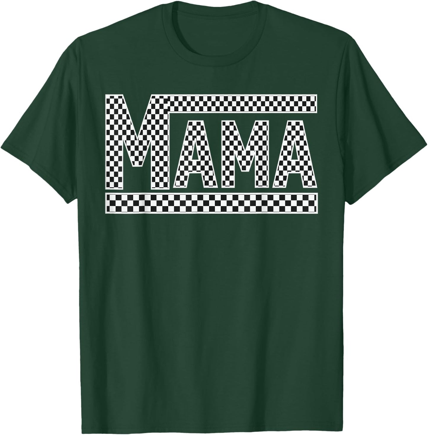 MAMA Checkered Mother Mom Women Racing Pit Crew Funny T-Shirt - T-Shirt | Forest