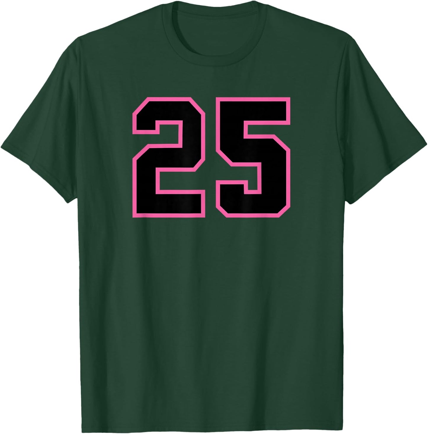 Number #25 Pink Black Sports Team Number T-Shirt - T-Shirt | Forest