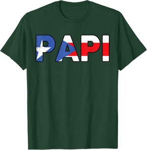 Papi Shirt Puerto Rico Flag Fathers Day Gift Rican Dad T-Shirt - T-Shirt | Forest