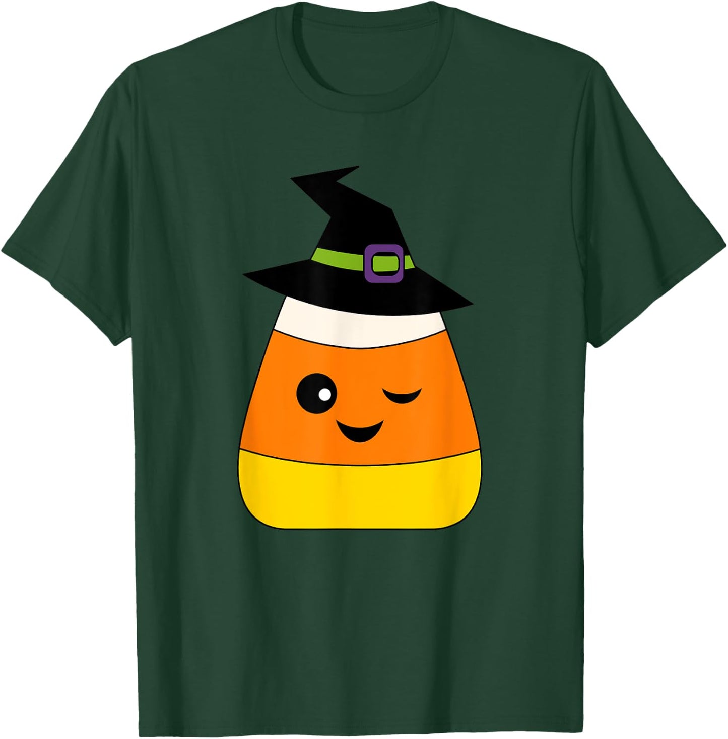 Candy Corn Emoticon Winky Face Witch Funny Halloween T-Shirt - T-Shirt | Forest