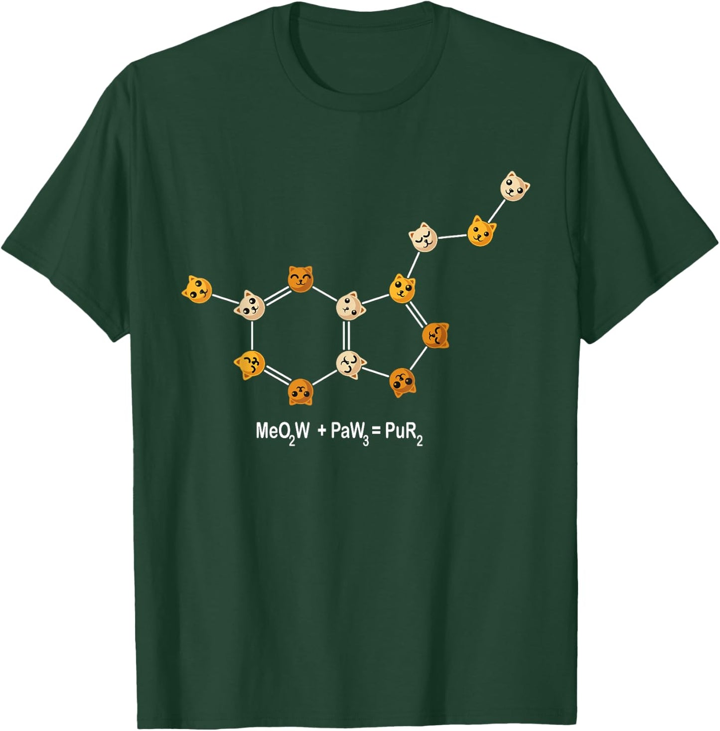 Funny Cat Chemistry Pun Molecule Science Cat Lover Women Kids T-Shirt - T-Shirt | Forest