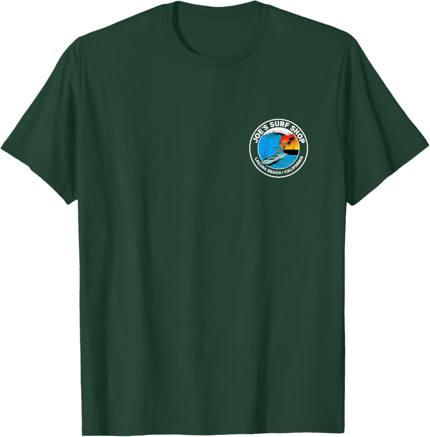 Joe's Surf Skeleton Surfing Logo Graphic T-Shirt - T-Shirt | Forest