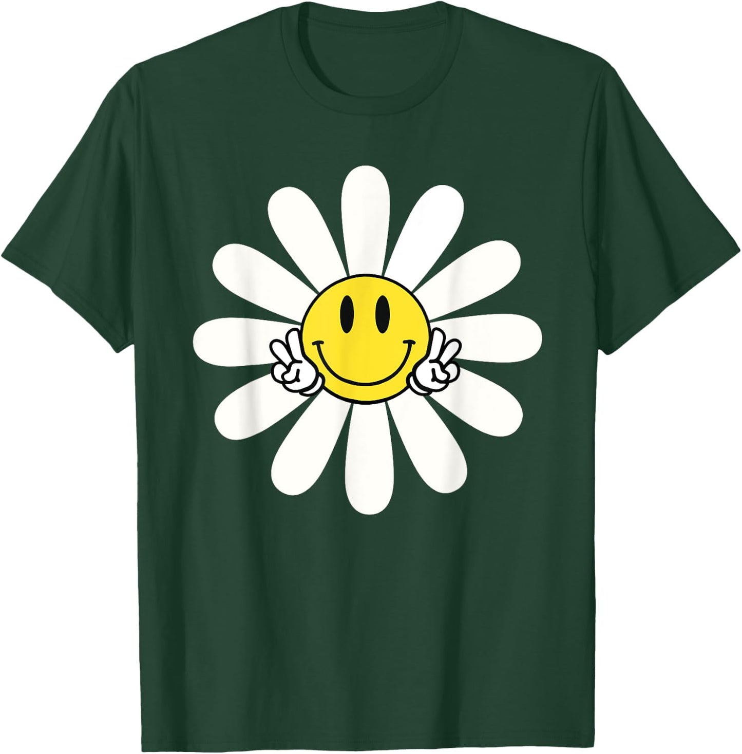 Nice white Daisies Flower Cute Daisies Flower Smile Face T-Shirt - T-Shirt | Forest