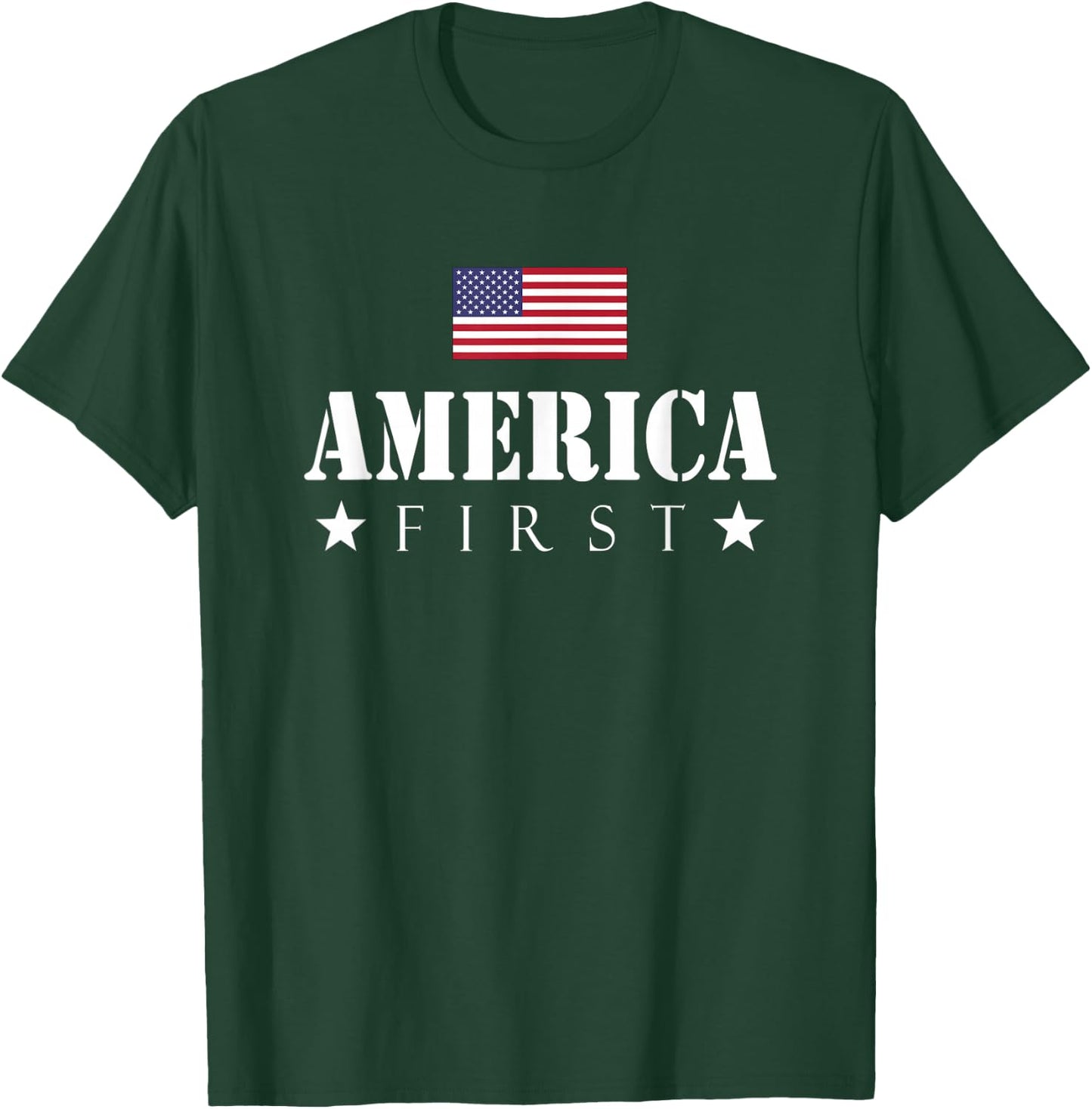 America First AmericaFirst USA Flag American Pride July 4th T-Shirt - T-Shirt | Forest