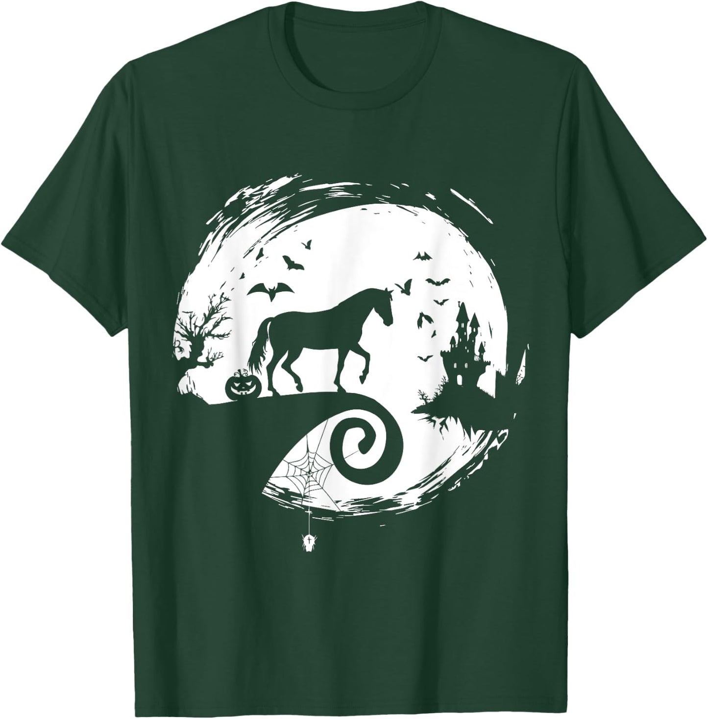 Horse Halloween Costume Moon Silhouette Creepy Horror T-Shirt - T-Shirt | Forest
