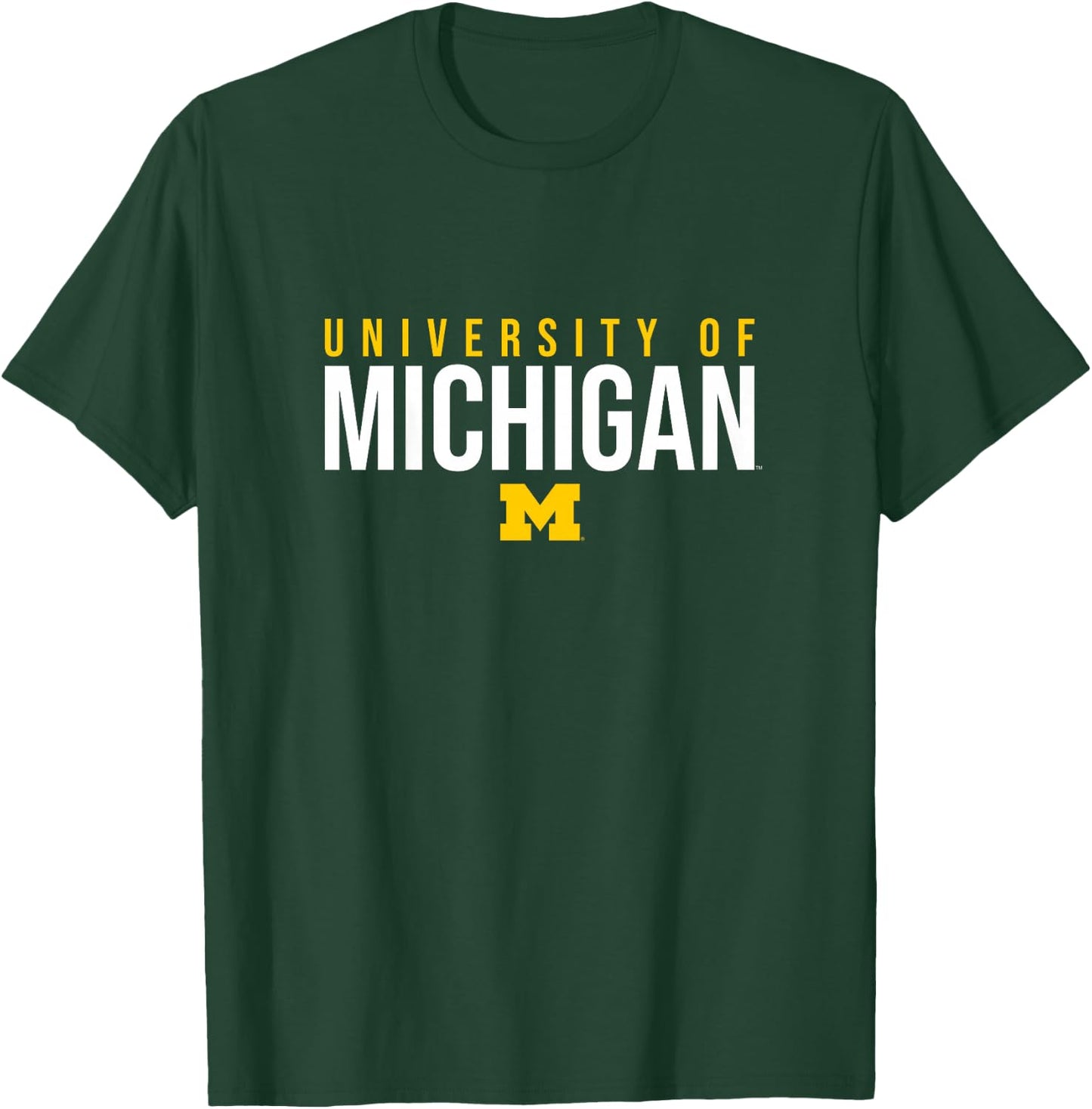 Kids University of Michigan Wolverines U of M Stacked T-Shirt - T-Shirt | Forest
