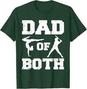 Dad Of Both Funny Gymnastics Baseball Dad T-Shirt - T-Shirt | Forest