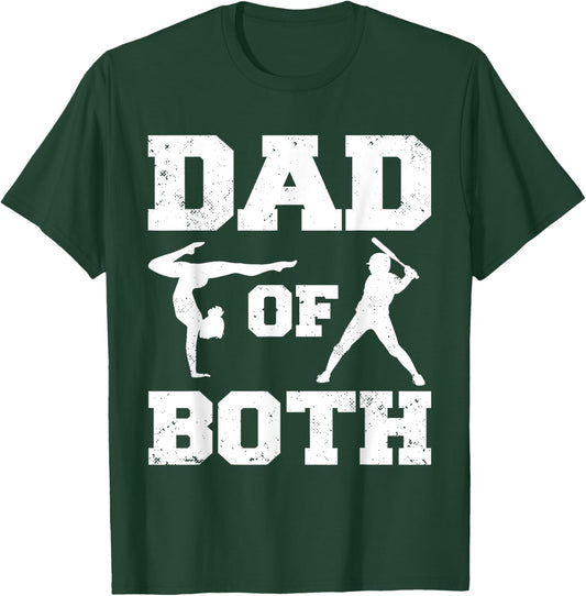 Dad Of Both Funny Gymnastics Baseball Dad T-Shirt - T-Shirt | Forest