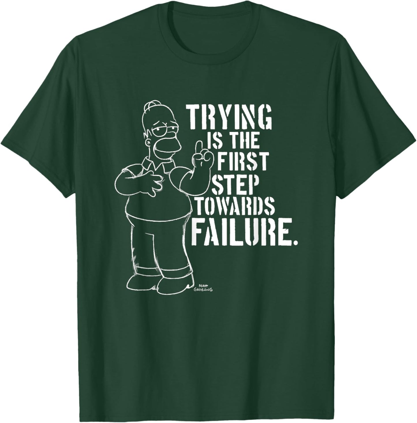 The Simpsons Homer Quote Trying Is The First Step Chest Logo T-Shirt - T-Shirt | Forest