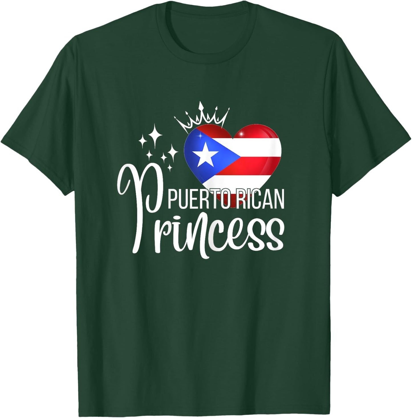 Boricua Flag Co Puerto Rican Princess , Female X-Small, Black T-Shirt - T-Shirt | Forest