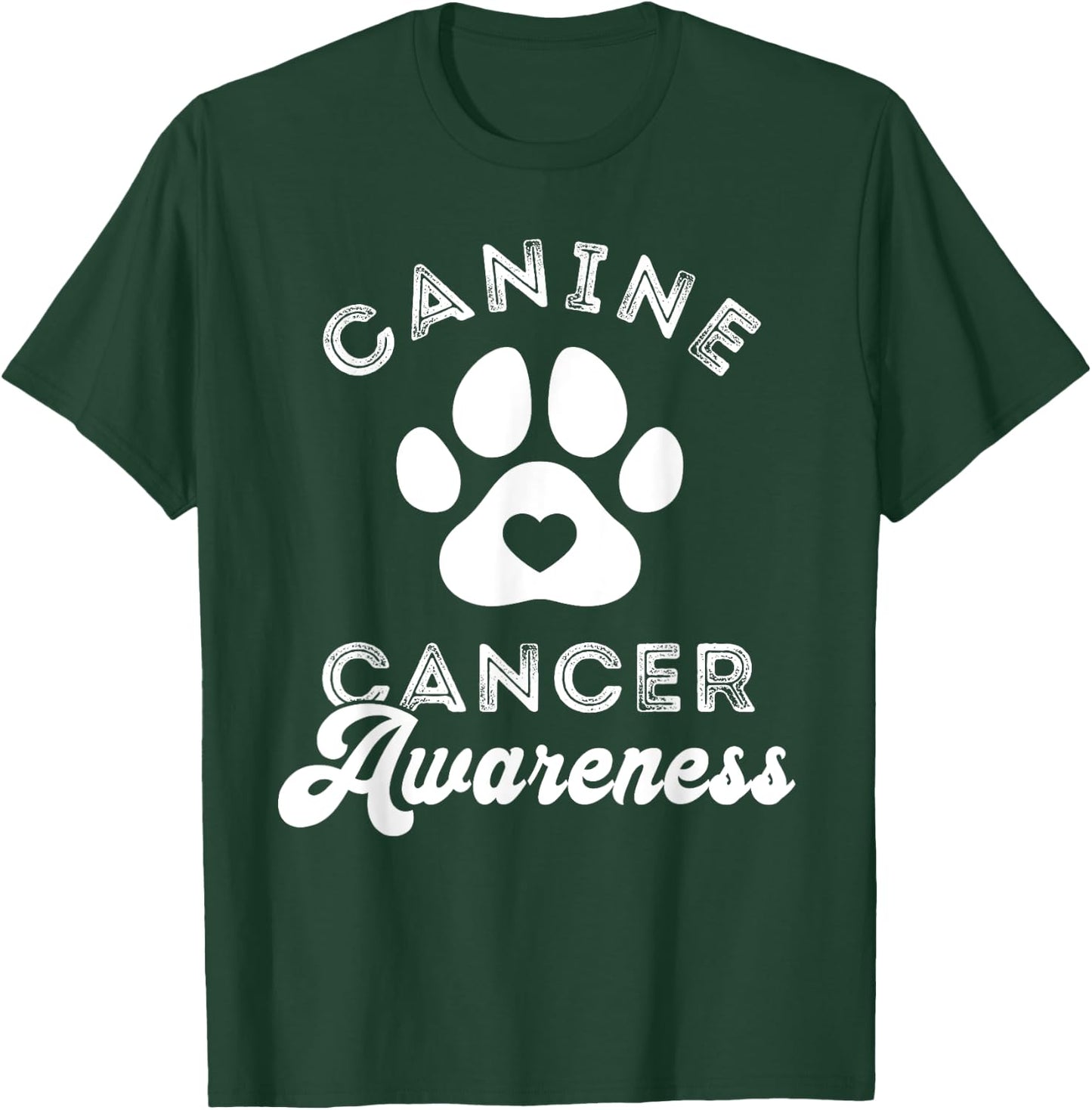 Canine Cancer Awareness Pet Awareness Heart Paw Print T-Shirt - T-Shirt | Forest