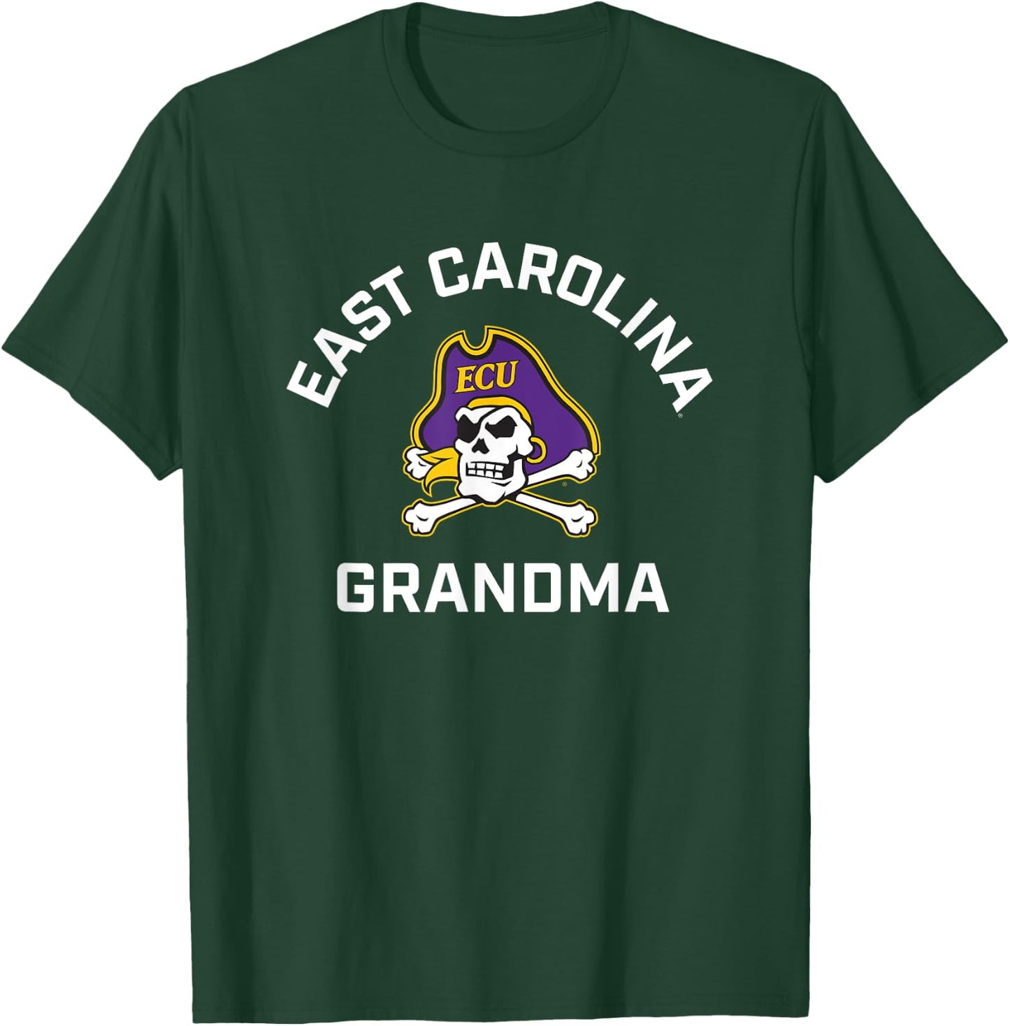East Carolina University ECU Pirates Arched Grandma T-Shirt - T-Shirt | Forest