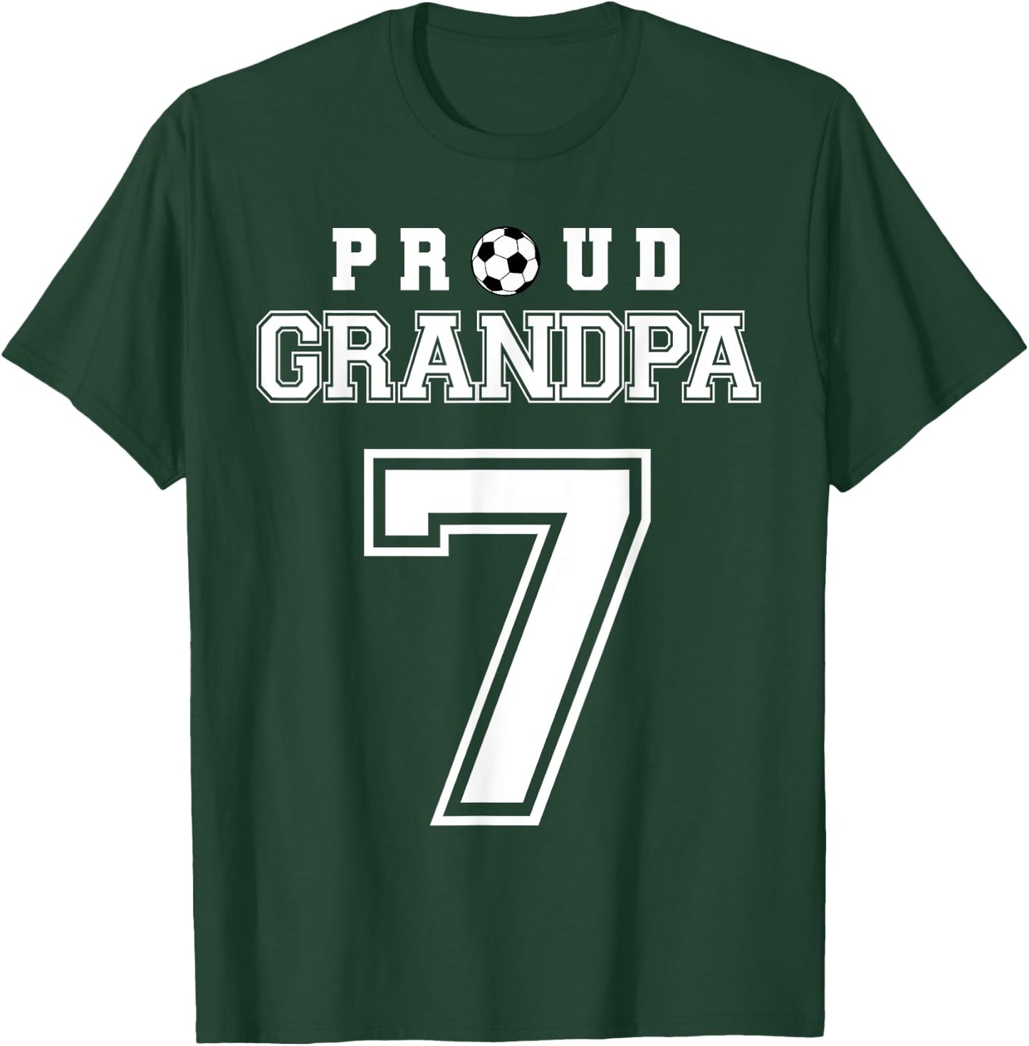 Number 7 Custom Proud Soccer Futbol Grandpa Personalized T-Shirt - T-Shirt | Forest