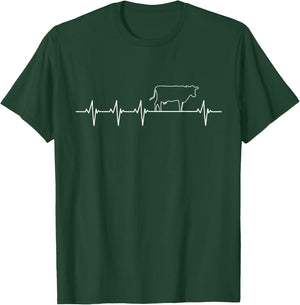 I Love My Cow Valve EKG Heartbeat Heart Patient T-Shirt - T-Shirt | Forest