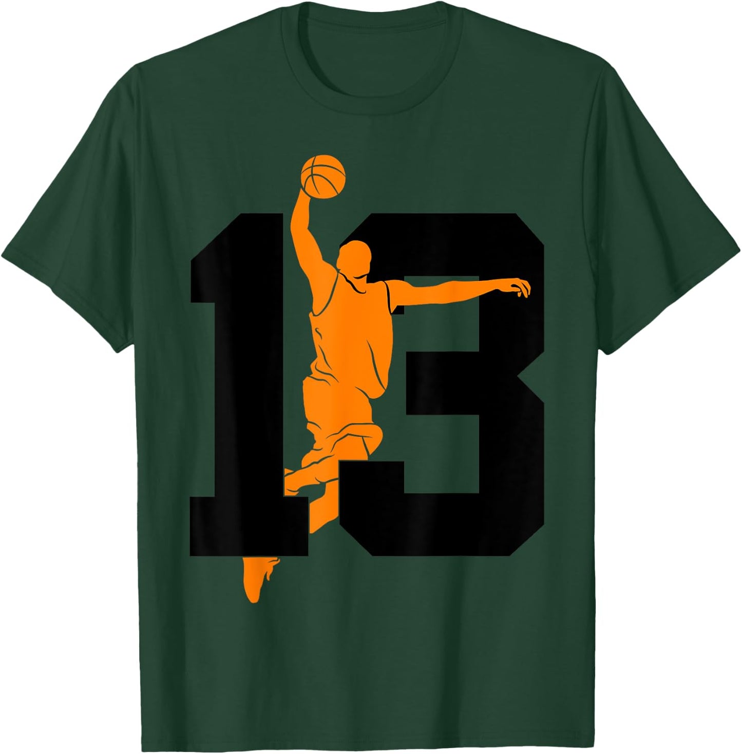 Number 13 Years Basketball 13th Birthday T-Shirt - T-Shirt | Forest