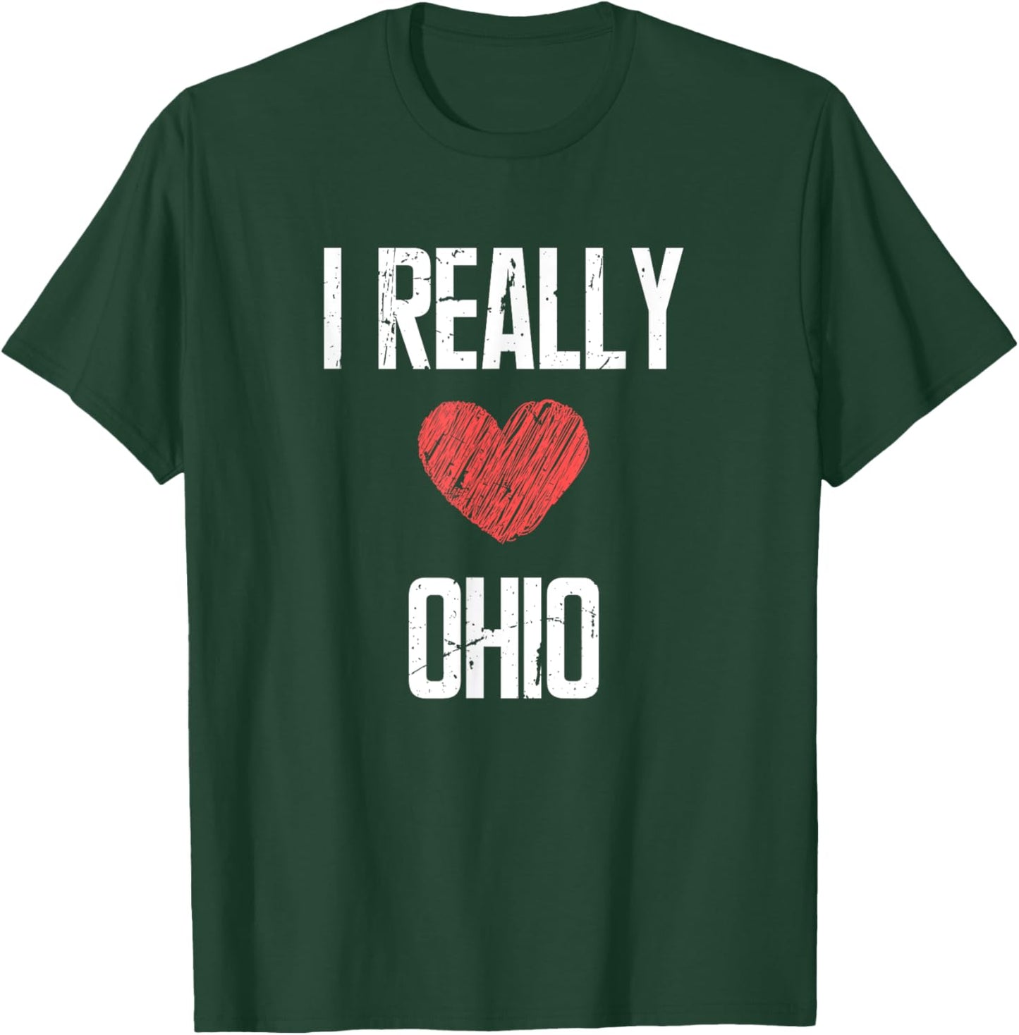 I Really Love Ohio Heart Retro Style Home State T-Shirt - T-Shirt | Forest